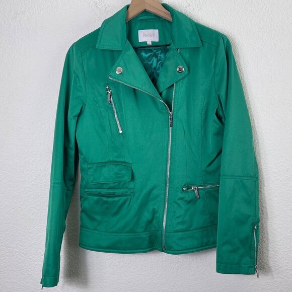 Laundry by Shelli Segal Green Moto Jacket – Size Medium - Picture 7 of 9